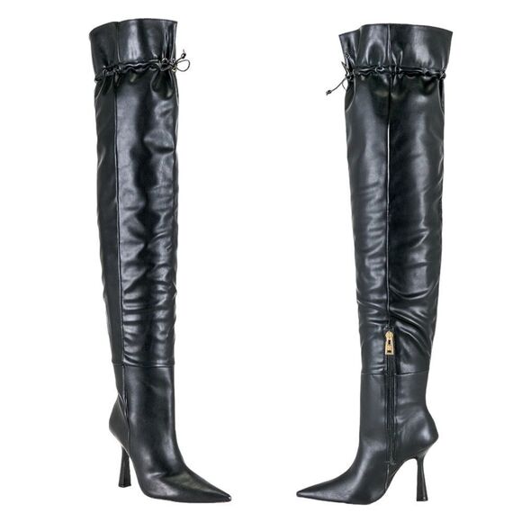 Good American Carla Over The Knee Vegan Leather Boots NWT NWOB